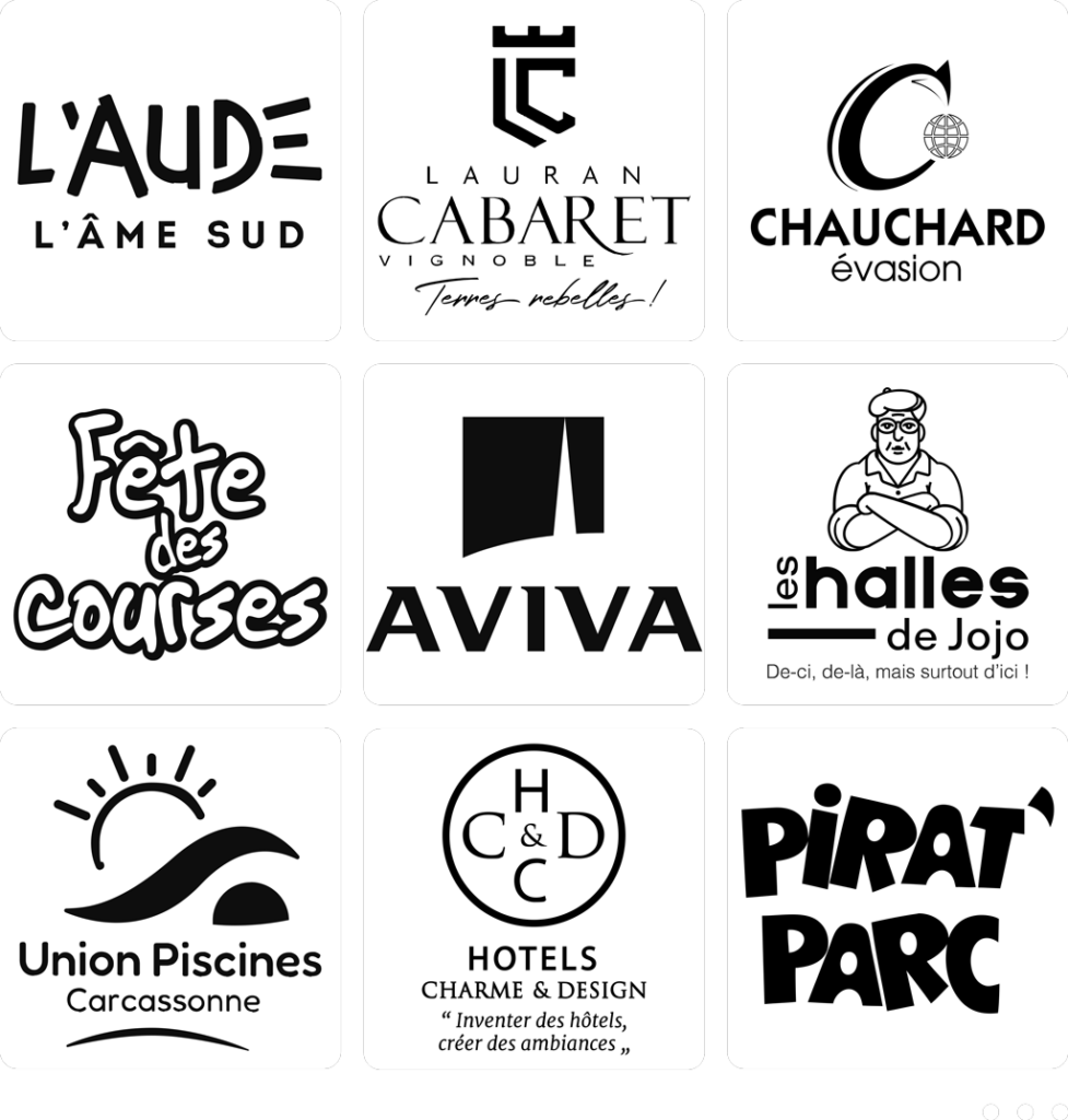 Mosaïque de logos des clients de l'agence Minelseb